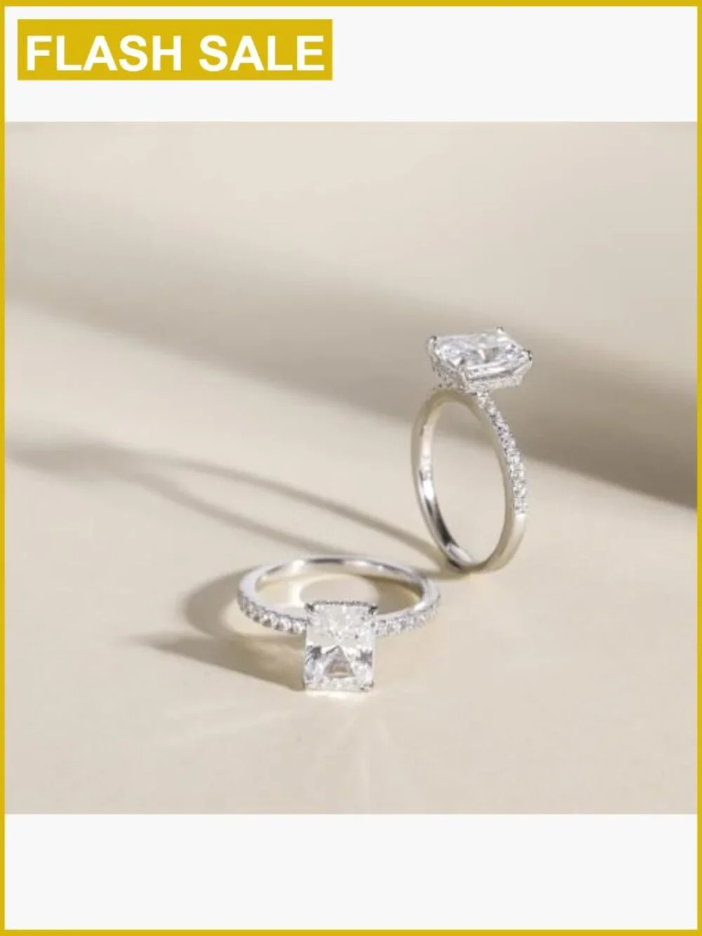 925 Sterling Silver Radiant Cut CZ Engagement Ring Size 11